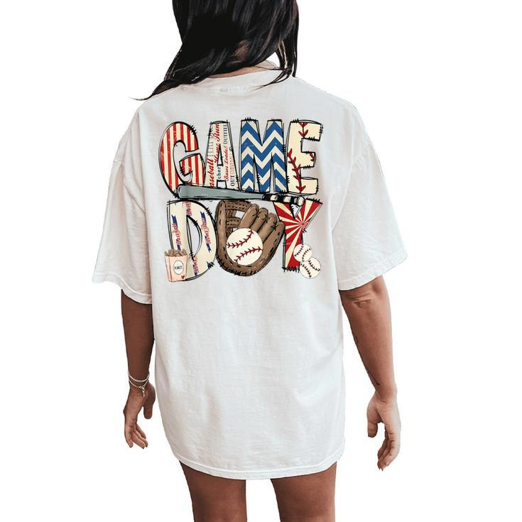 Baseball Nana Leopard Game Day Baseball Lover Women's Oversized Comfort T-Shirt Back Print