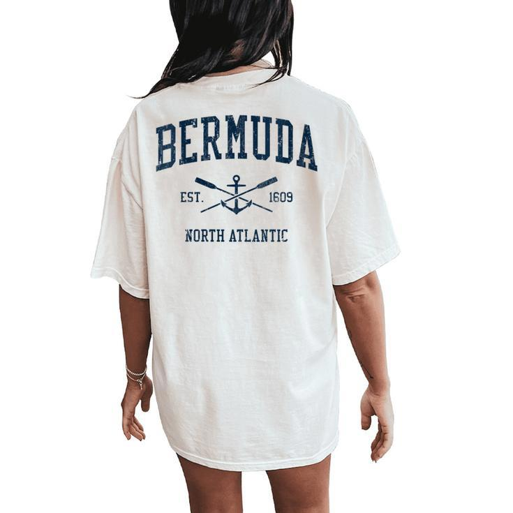 Bermuda Vintage Navy Crossed Oars & Boat Anchor Women's Oversized Comfort T-Shirt Back Print