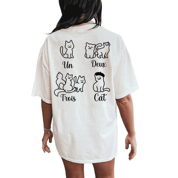 French Teacher Un Deux Trois Cat Family Cat Women Women's Oversized Comfort T-Shirt Back Print
