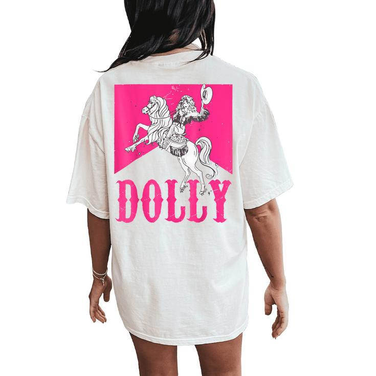 Girl Retro Personalized Dolly Cowgirl First Name Women's Oversized Comfort T-Shirt Back Print