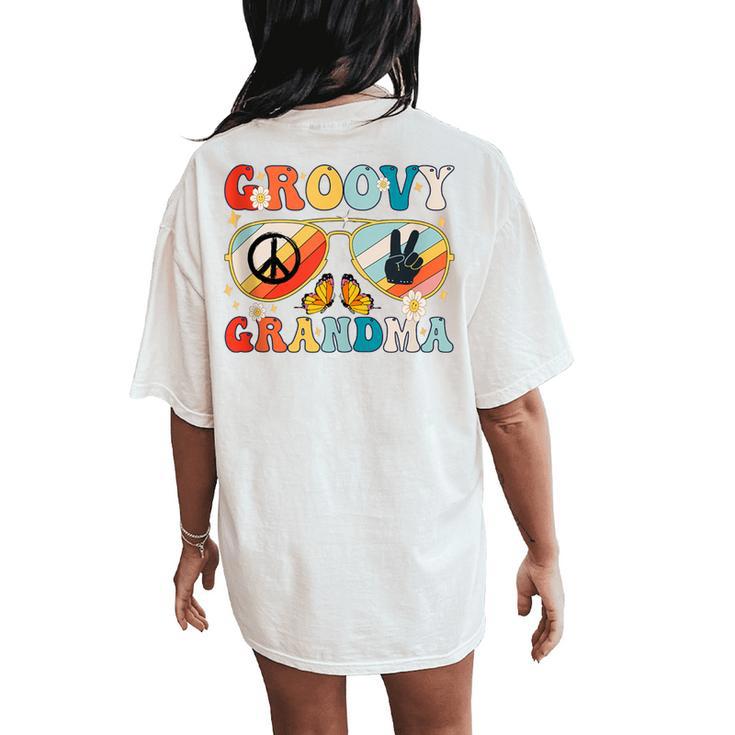 Groovy Grandma 70S Vibe Bday Colors Groovy Peace Sign Women's Oversized Comfort T-Shirt Back Print