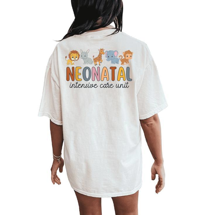 Groovy Neonatal Intensive Care Unit Animals Nicu Nurse Women's Oversized Comfort T-Shirt Back Print