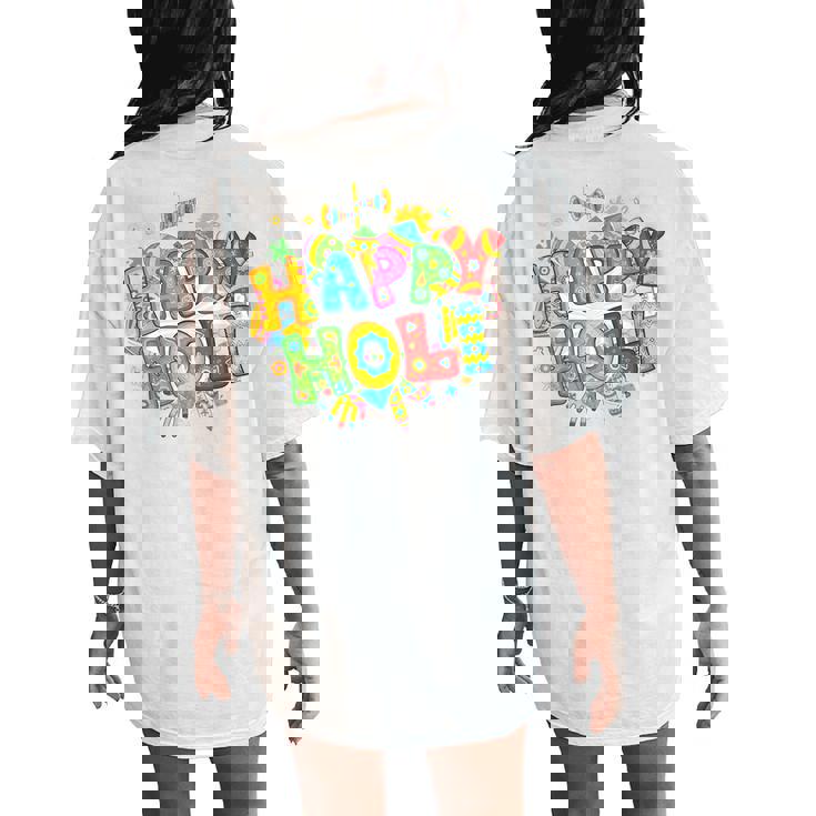 Happy HoliFestival Colors India Hindu Kid Women's Oversized Comfort T-Shirt Back Print Happy HoliFestival Colors India Hindu Kid Women's Oversized Comfort T-Shirt Back Print
