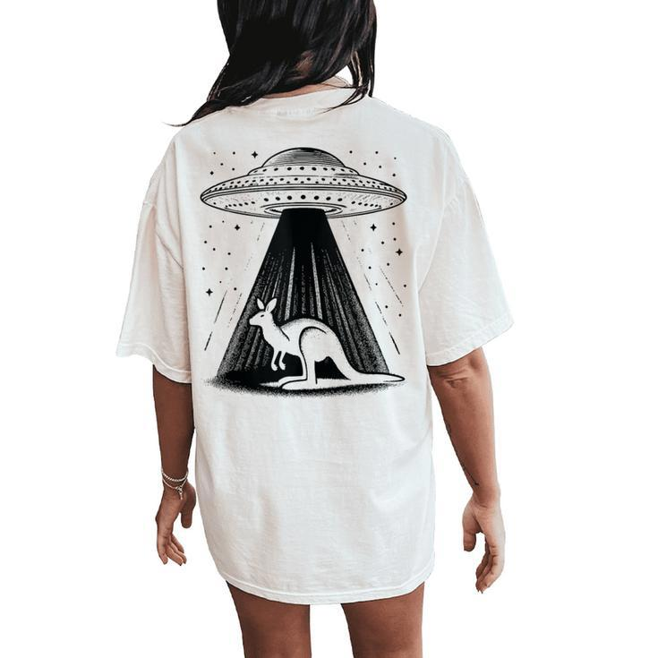 Kangaroo Dad Mom Lover Alien Ufo Women's Oversized Comfort T-Shirt Back Print