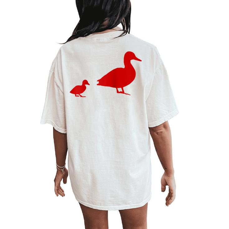 Mama Duck 1 Duckling Animal Family R Women's Oversized Comfort T-Shirt Back Print