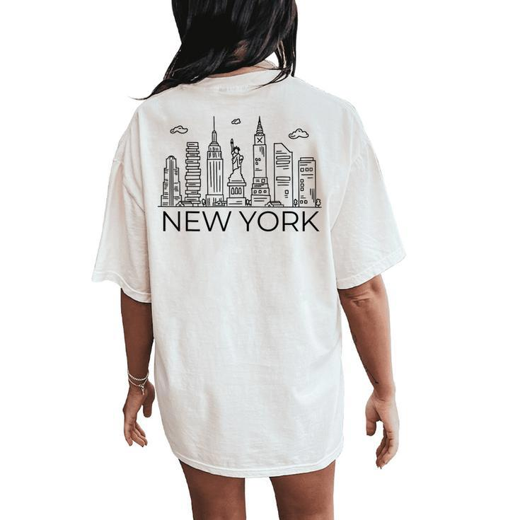New York City Skyline Statue Of Liberty New York Nyc Women Women's Oversized Comfort T-Shirt Back Print