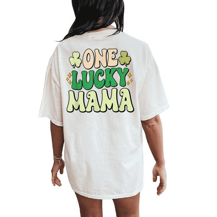 One Lucky Mama Groovy Retro Mama St Patrick's Day Women's Oversized Comfort T-Shirt Back Print
