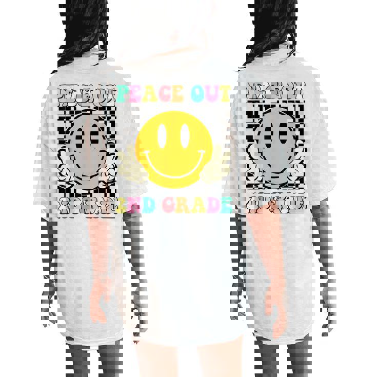 Peace Out 2Nd Grade Teacher Retro Smile Last Day Of School Women's Oversized Comfort T-Shirt Back Print Peace Out 2Nd Grade Teacher Retro Smile Last Day Of School Women's Oversized Comfort T-Shirt Back Print