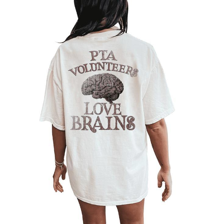 Pta Volunrs Love Brains This Is My Scary Mom Dad Costume Women's Oversized Comfort T-Shirt Back Print