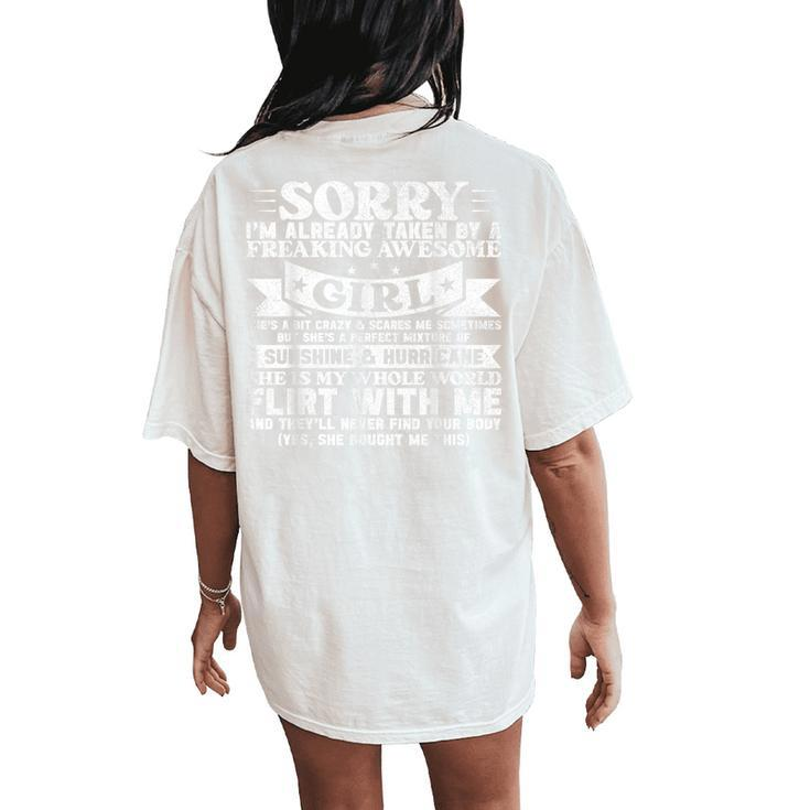 Sorry I'm Already Taken By Freaking Awesome Girl Boyfriend Women's Oversized Comfort T-Shirt Back Print