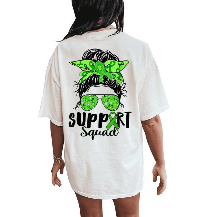 Support Squad Messy Bun Green Ribbon Mental Health Awareness Women's Oversized Comfort T-Shirt Back Print