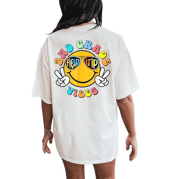 2Nd Grade School Field Trip Vibes Groovy Field Day 2024 Women's Oversized Comfort T-Shirt Back Print