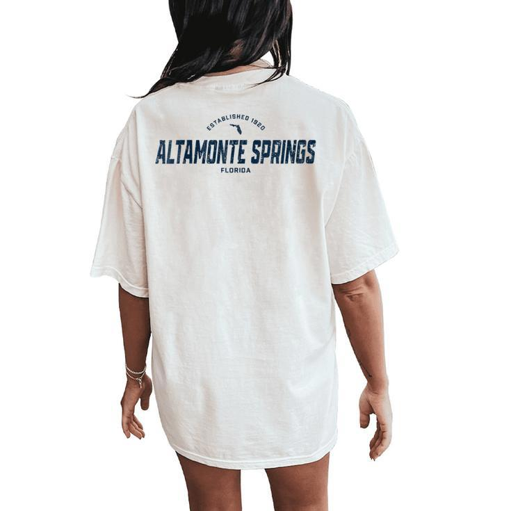 Altamonte Springs Florida Fl Vintage Athletic Navy Sports Lo Women's Oversized Comfort T-Shirt Back Print