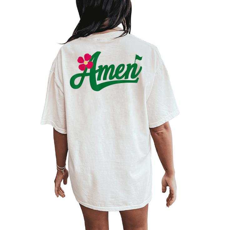 Amen Master Golf Tournament Golfing Girl Pink Flower Women's Oversized Comfort T-Shirt Back Print