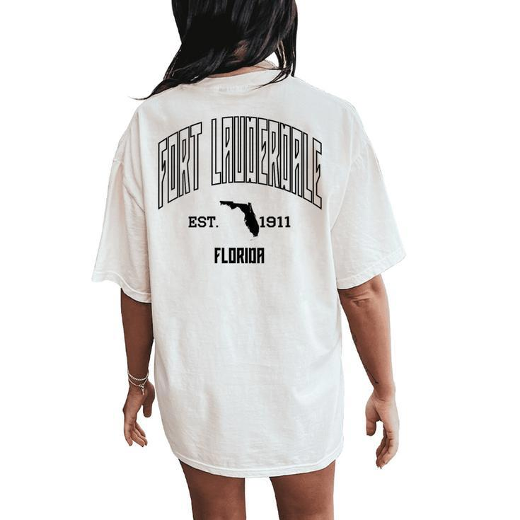Athletic Fort Lauderdale Florida Fl Throwback Souvenir Women's Oversized Comfort T-Shirt Back Print