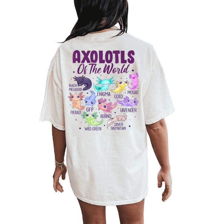 Axolotl Cute Axolotls Of The World Kawaii Girl Boy Kid Women's Oversized Comfort T-Shirt Back Print