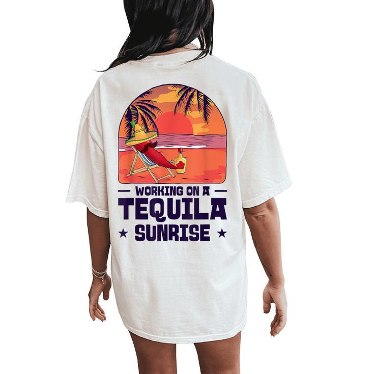 Bartender Mixing Tequila Sunrise Mexican Mexico Women's Oversized Comfort T-Shirt Back Print