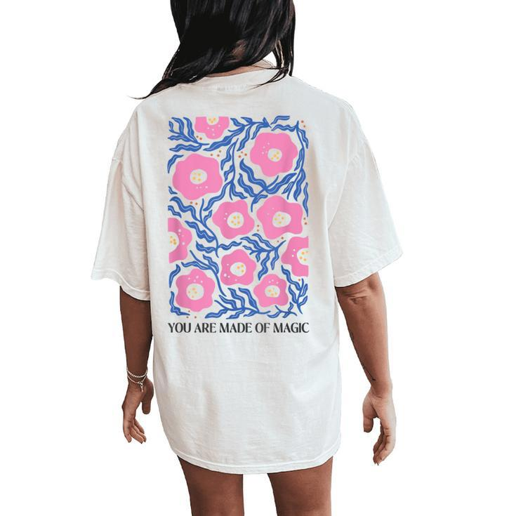 Boho Summer Flower Botanical Nature Lover Floral Wildflower Women's Oversized Comfort T-Shirt Back Print