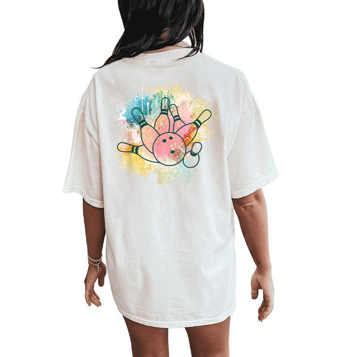 Bowler N Girl Bowling Ball Bowling Women's Oversized Comfort T-Shirt Back Print
