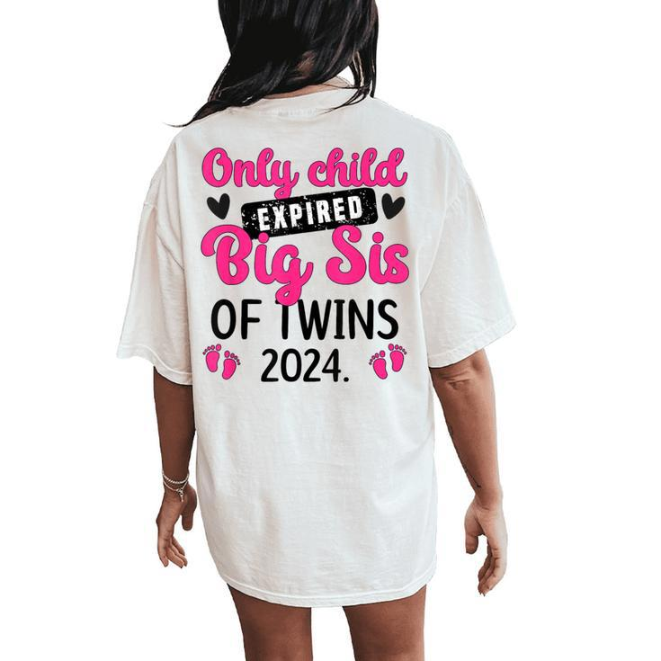 Only Child Promoted To Big Sister Of Twins 2024 Women's Oversized Comfort T-Shirt Back Print