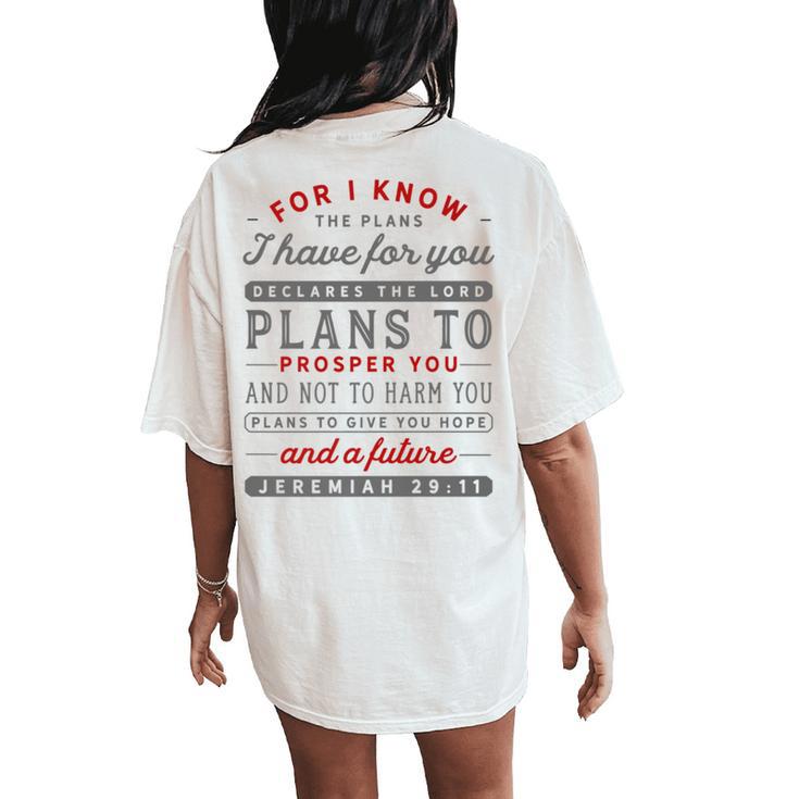 Christian Jeremiah 29 11 Hope Faith Future Bible Verse Quote Women's Oversized Comfort T-Shirt Back Print