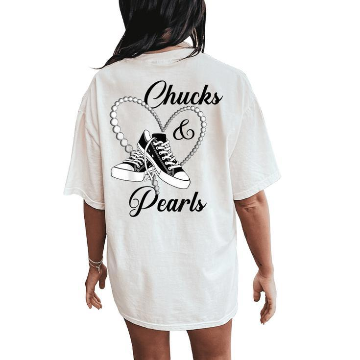 Chucks And Pearls Black 2023 For And Women's Oversized Comfort T-Shirt Back Print