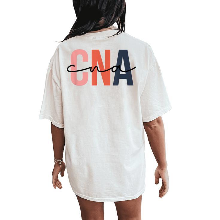Cna Colorful Letters Nurse Christmas Pajamas Women's Oversized Comfort T-Shirt Back Print