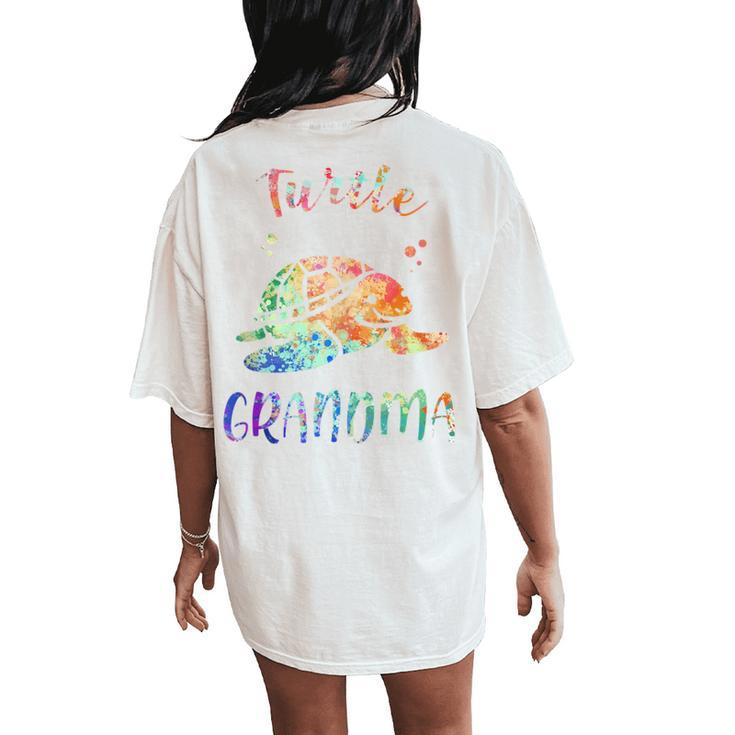 Colorful Turtle Grandma Promoted To Grandma 2021 Nana Women's Oversized Comfort T-Shirt Back Print