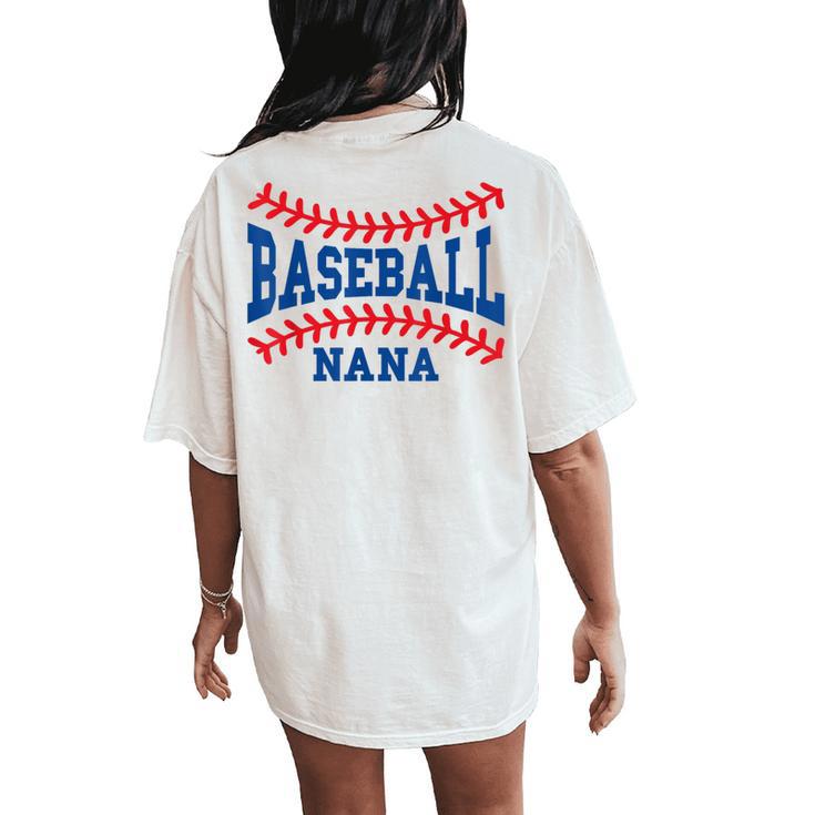 Cute Baseball Nana Laces Little League Grandma Women's Women's Oversized Comfort T-Shirt Back Print