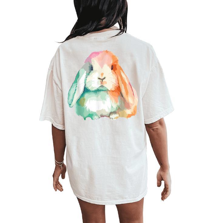 Easter Bunny Holland Lop Rabbit Girl Holland Lop Women's Oversized Comfort T-Shirt Back Print