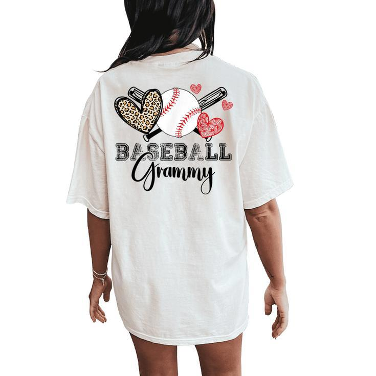 Family Baseball Grammy Heart Baseball Grandma Women's Oversized Comfort T-Shirt Back Print