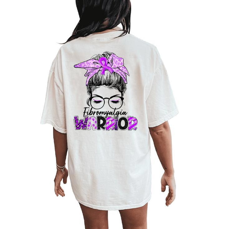 Fibromyalgia Awareness Messy Bun Women Women's Oversized Comfort T-Shirt Back Print