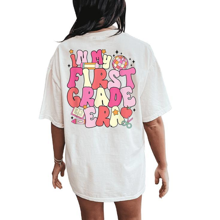 In My First Grade Era Groovy Teacher Apple Disco Ball Women Women's Oversized Comfort T-Shirt Back Print