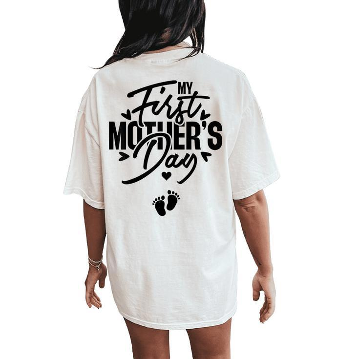 My First Pregnancy Announcement Mom To Be 2024 Women's Oversized Comfort T-Shirt Back Print