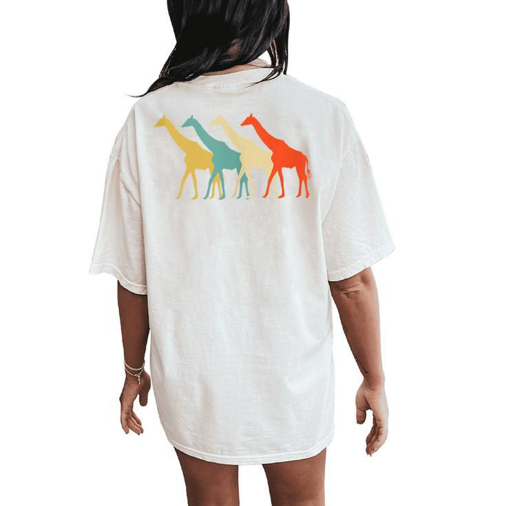 Giraffe Vintage Retro Idea For Cool Cute Women's Oversized Comfort T-Shirt Back Print