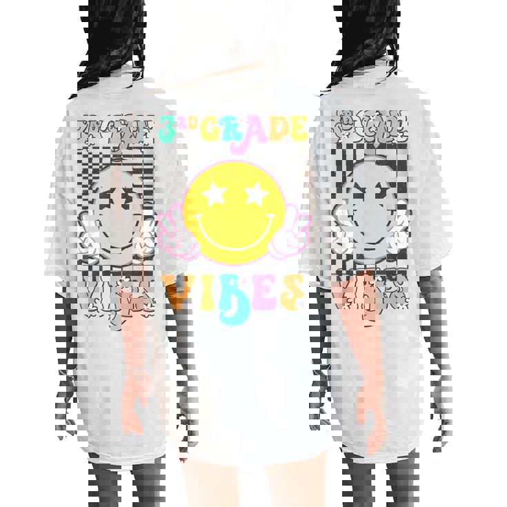Girls 3Rd Grade Vibes Smile Face Back To School Third Grade Women's Oversized Comfort T-Shirt Back Print
