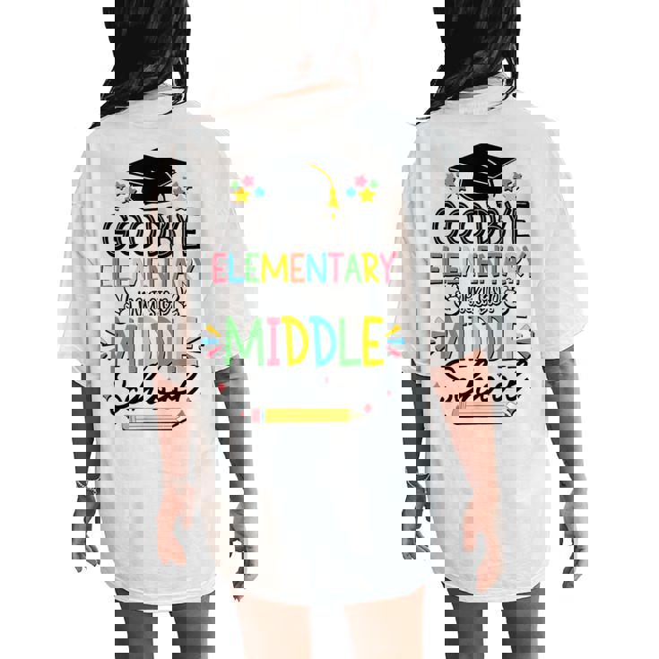 Goodbye Elementary Next Stop Middle School Groovy Graduation Women's Oversized Comfort T-Shirt Back Print