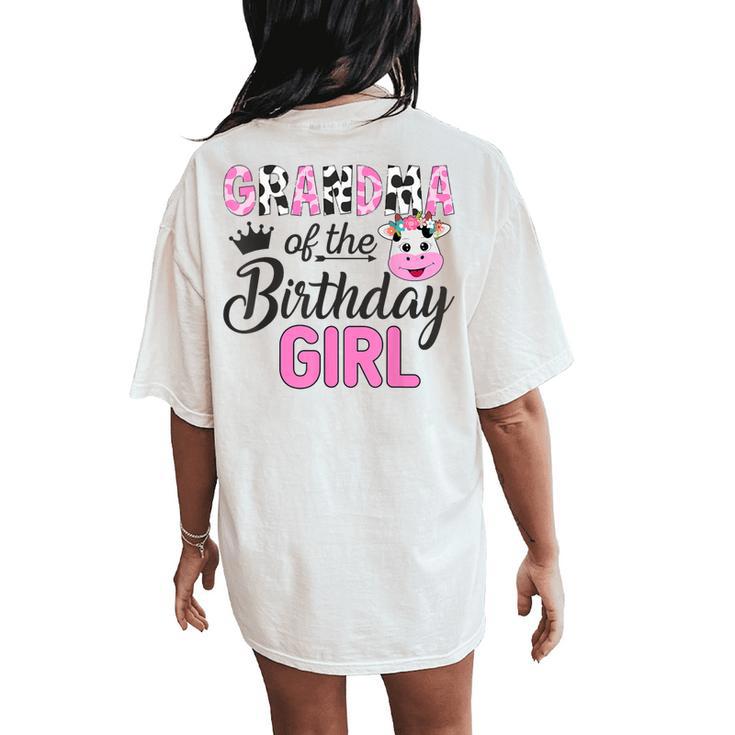 Grandma Of The Birthday Girl Farm Cow 1 St Birthday Girl Women's Oversized Comfort T-Shirt Back Print