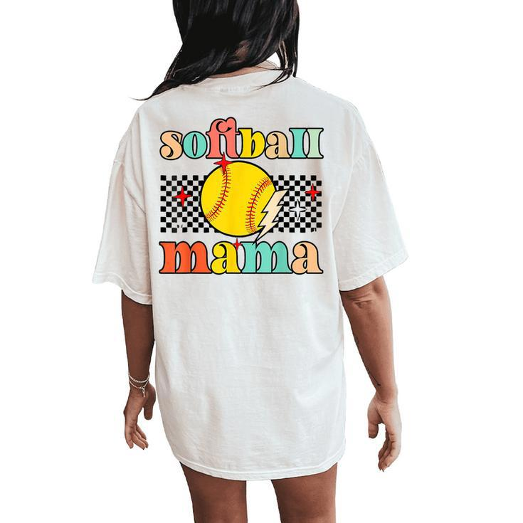 Groovy Retro Softball Mom Mama Sport Lover  Women's Oversized Comfort T-Shirt Back Print