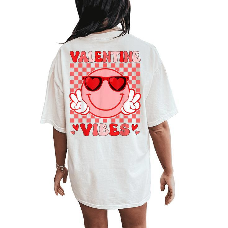 Groovy Valentine Vibes Valentines Day For Girl Womens Women's Oversized Comfort T-Shirt Back Print
