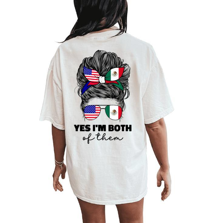 Half Mexican And American Mexico America Usa Flag Girl Women Women's Oversized Comfort T-Shirt Back Print