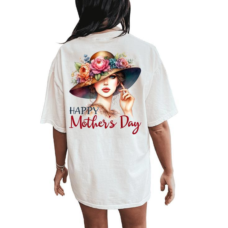 Happy Mother's Day Cute Floral Mom Mommy Grandma Womens Women's Oversized Comfort T-Shirt Back Print