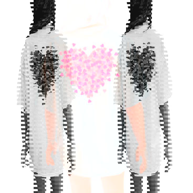 Hearts & Girls Valentine's Day Heart Cute Hearts Women's Oversized Comfort T-Shirt Back Print