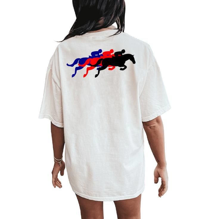 Horse Race Splechase Derby Racing Women's Oversized Comfort T-Shirt Back Print