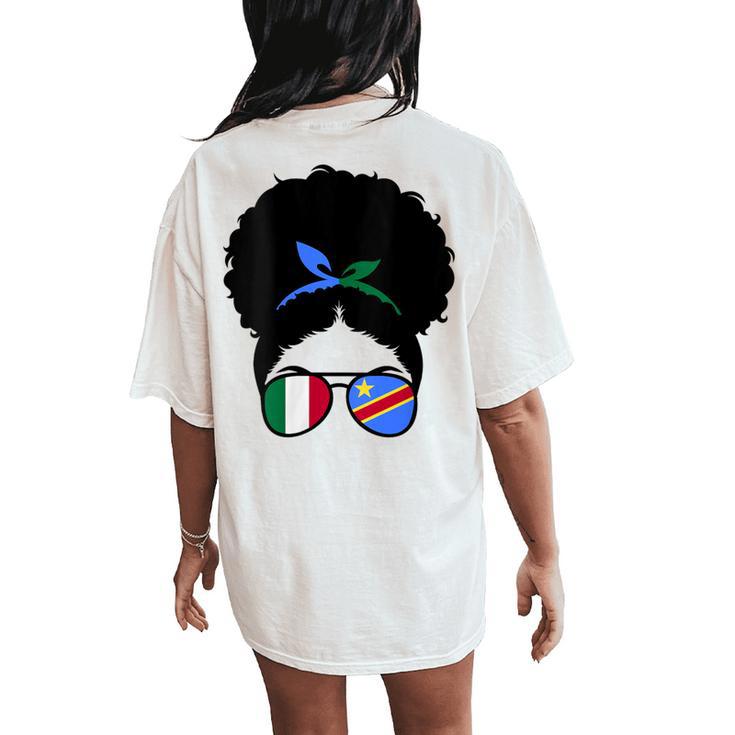 Italy And Dr Congo Mix Afro Hair Half Italian Half Congolese Women's Oversized Comfort T-Shirt Back Print