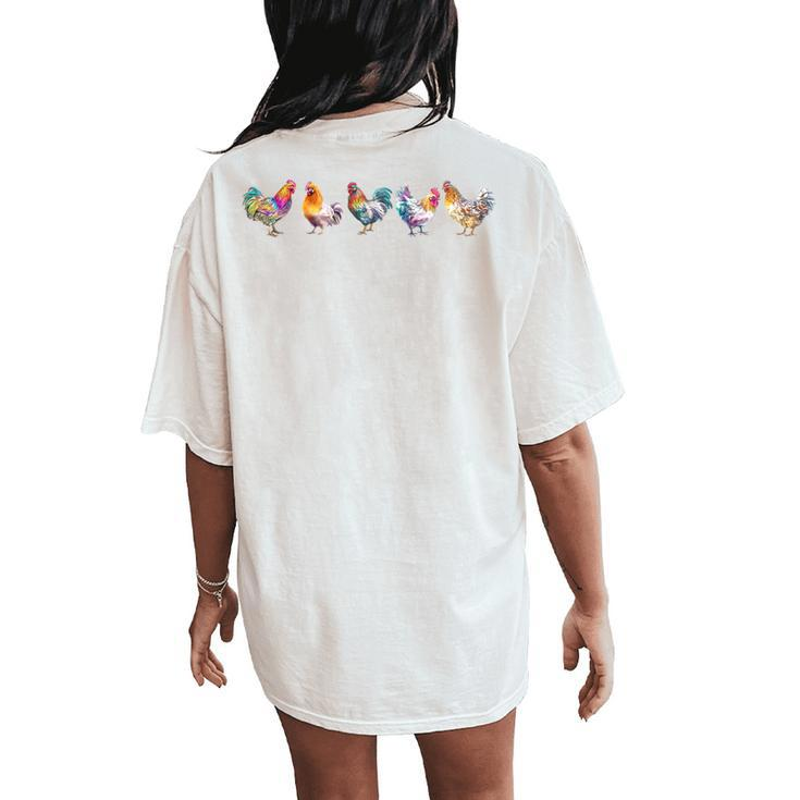 Lgbt Rainbow Chicken Pride Animal Lover Equality Lgbt Women's Oversized Comfort T-Shirt Back Print