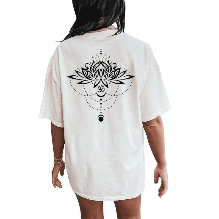 Lotus Flower Om Symbol Moon Yoga Meditation Women's Oversized Comfort T-Shirt Back Print