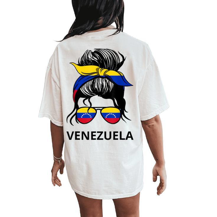 Messy Bun Girl Venezuela Pride Latina Venezuelan Women Women's Oversized Comfort T-Shirt Back Print