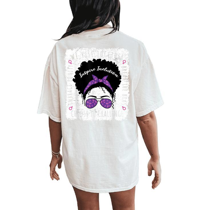National Women's History Month 2024 History Month Messy Bun Women's Oversized Comfort T-Shirt Back Print