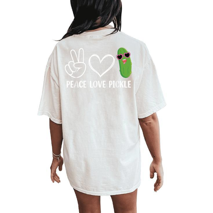 Peace Love Pickle Dancing Cucumber Pickle Squad Women's Oversized Comfort T-Shirt Back Print